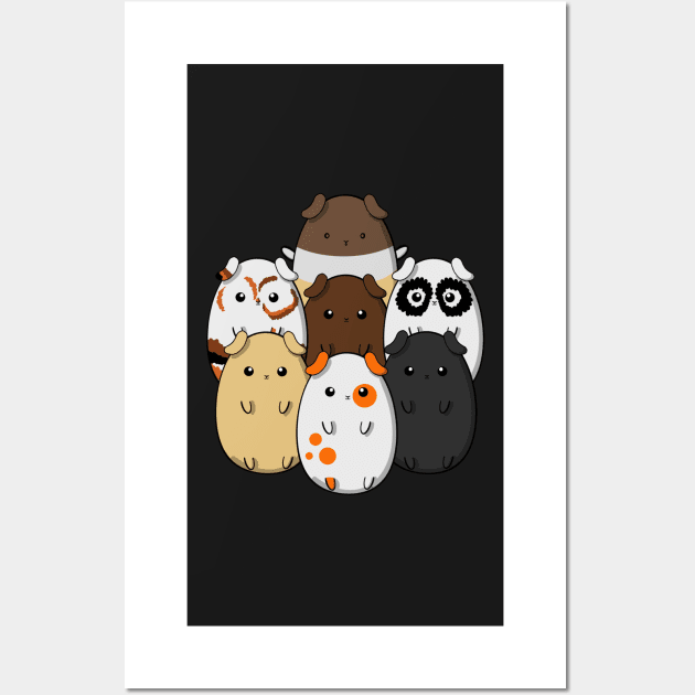 Guinea Pig Gang, a herd of cute guinea pigs having fun. Wall Art by Catphonesoup